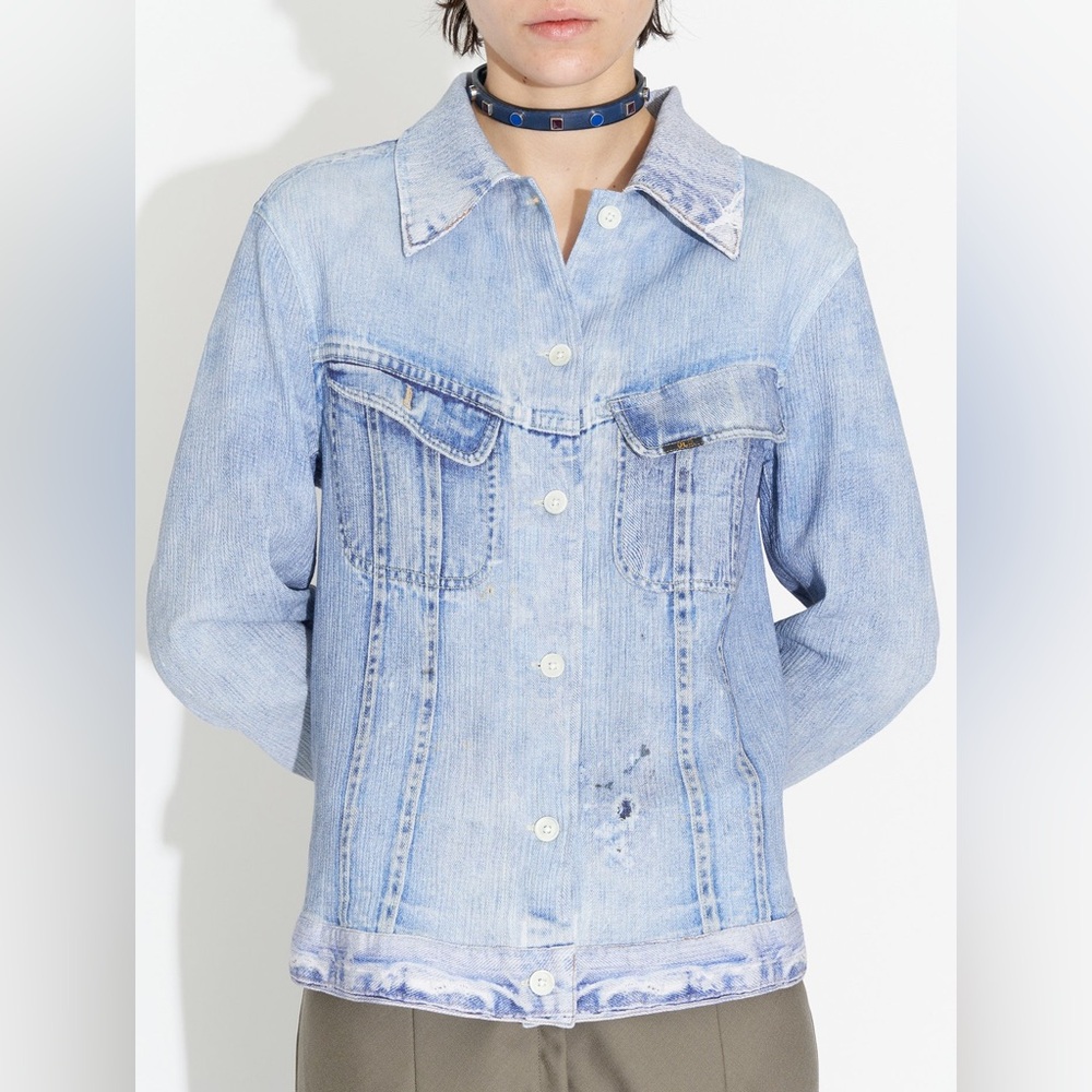 Our Legacy Rebirth Pleated Shirt Digital Denim Print size 6